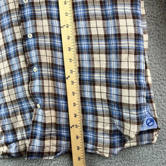 Hammer Made Men Plaid Long Sleeve Button Up Linen Shirt Size 38/15 - Picture 6 of 8